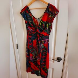 Red floral beach dress 14